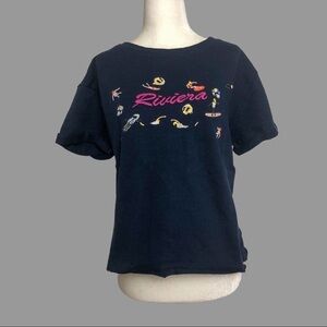 💛 S 💛 NWT Anthro Top Sweatshirt Tee Riviera Cropped Boxy Oversized Beach